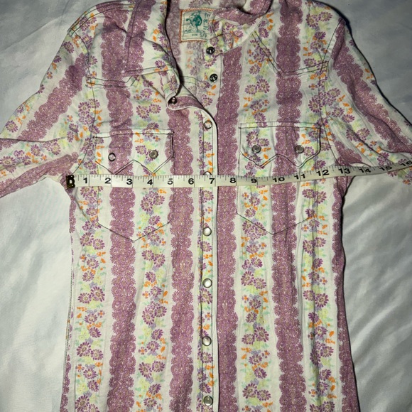 Free People Western Floral Paisley Button Up Shirt 🟣 - Picture 4 of 6